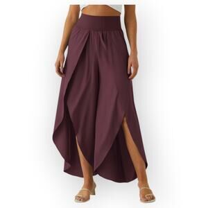 Halara Breezeful High Waisted Palazzo Pants Wide Leg Flowy Burgundy XL Flowy